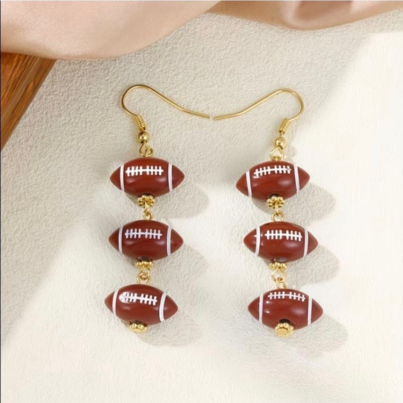 Unbranded Jewelry - Women's Football Dangle Earrings One Size Brown Gold